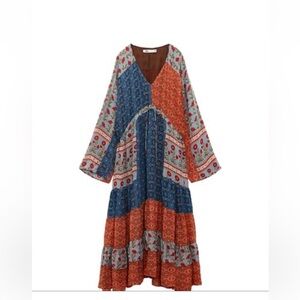 NEW Zara Bohemian Patchwork Maxi Dress